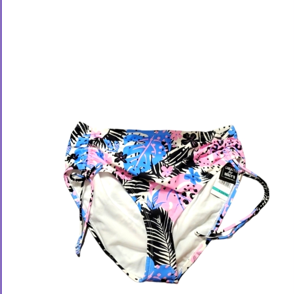 CALIFORNIA WAVES Floral Cinched Bikini Bottom Cute Swimwear